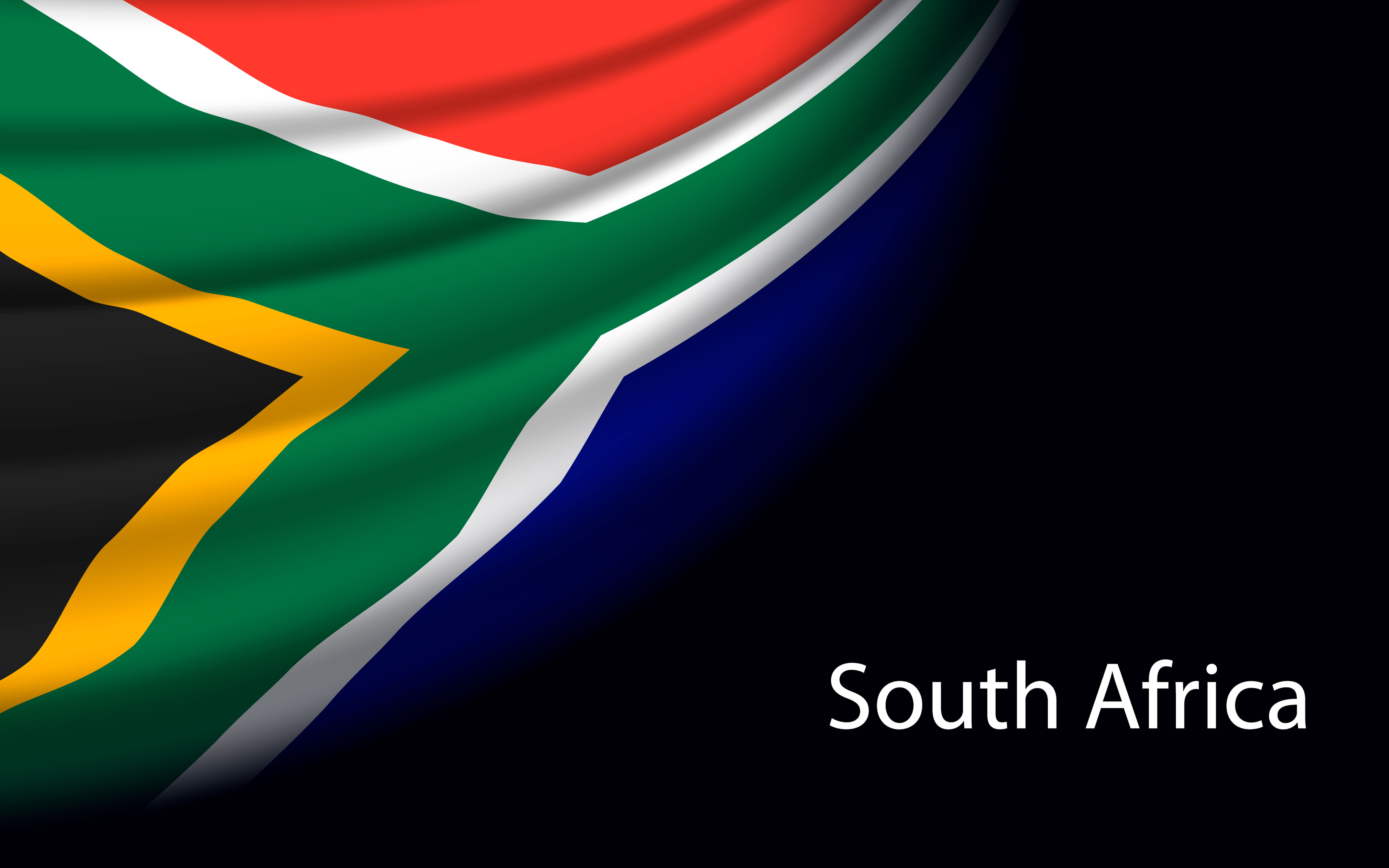 Wave flag of South Africa on dark background. Wave flag of South Africa on dark background. Banner or ribbon vector template for independence day